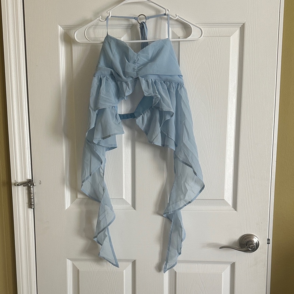 Elegant Blue Halter Top